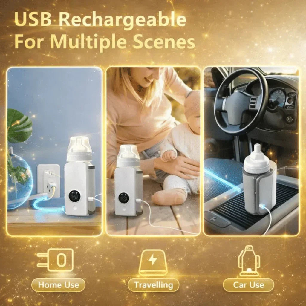 Portable Baby Bottle Warmer – Rechargeable & Travel-Friendly